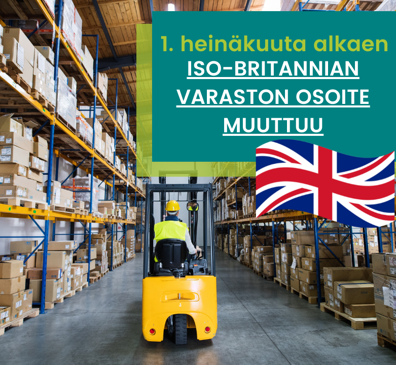 Iso-Britannian varaston osoite muuttuu!